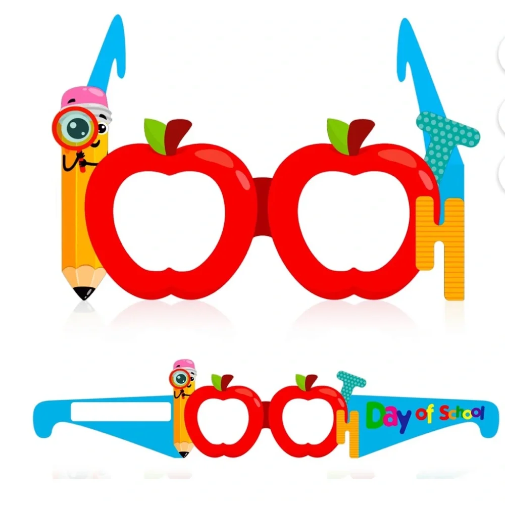 NWT (24) 100th Day of School Colorful Paper Glasses Fun Headbands Crowns Eyewear